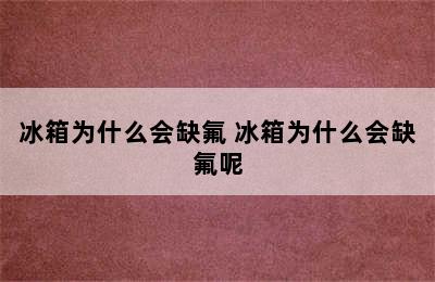 冰箱为什么会缺氟 冰箱为什么会缺氟呢